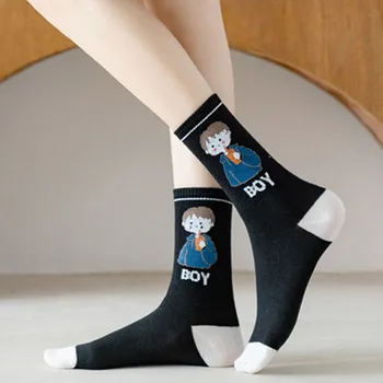 Bavlna Ženy Ponožky Cartoon Pevné Priedušná Bežné Cartoon Športové Modely Roztomilý Vytlačené Ponožka Krásne Harajuku Japonskom Štýle