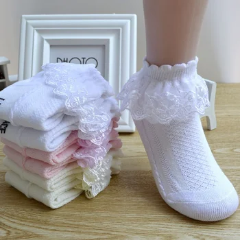 Letné Módy Deti Ponožky Baby Girl Prehrabať Ponožka Roztomilé Dieťa Naberaný Toddle Designer White Ružovej Čipky Dieťa Bavlnené Ponožky Pre Dievčatá