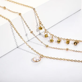 Tocona Luxusné Elegantné Pearl Kameň Prívesok Náhrdelník Očarujúce Zlatá Guľôčka Reťazca Šperky pre Ženy, Vianočné Šperky Darček 8709