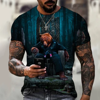 Horor Tvár Prvok Oblečenie 2021 Kamufláž Muži T-shirt Harajuku Vzor Nový Štýl 3D Tlač Hip-hop v Pohode Pekný