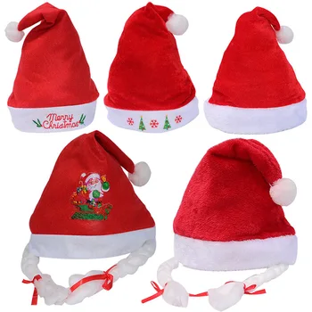 Mäkké Plyšové Vianočné Hat Strana Pre Dieťa Dospelých Santa Klobúky Červená Výzdoba Nový Rok Dekorácie Deti Darček Dovolenku Stranou Dodávky