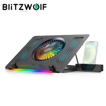 BlitzWolf BW-HS1 Prenosný Notebook Chladenie Panela RGB Svetlo Chladenie Ventilátory Kovový Panel, Nastaviteľný Držiak Notebook Stojan Pre Notebook