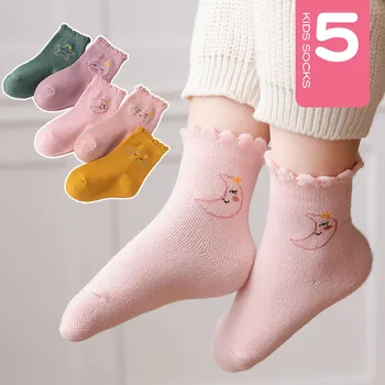 5Pairs/veľa Baby Ponožky Jeseň v Zime Teplá Bavlnená Deti Ponožky Roztomilé Dievčatá Cartoon Zvierat Chlapci Dojčenské Ponožky Detské Oblečenie Príslušenstvo