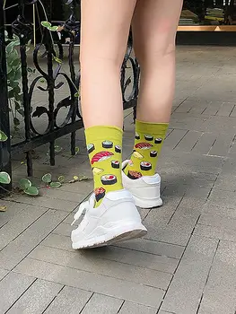 Populárne Značky Bavlna kórejský CartoonFood pánske Ponožky Česanej Bavlny Módne Cartoon dámske Ponožky Novinka Zábavné Skateboard Ponožky
