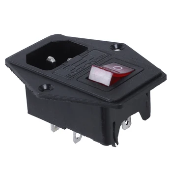 Červené svetlo koncentrátor prepínač IEC 320 C 14 zásuvky AC 250 V 10