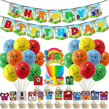 Anime Numberblocks Party Dekorácie Balón Banner Tortu Cupcake Mulčovače Dodávky Happy Birthday Deti Deti Prípade Príslušenstvo