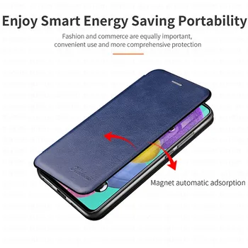 Magnetický Držiak Kože Flip puzdro Pre Samsung Galaxy A51 A52 A32 A71 A72 5G A30 A30s A31 A50 A50s A70 Stojan Peňaženky Karty Kryt