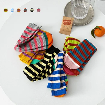 1 Páry Jar Nové detské Ponožky, Bez Päty Rovno Študentov Pruhované Farby Zodpovedajúce Dieťa Hromadu muži Ženy Deti Ponožky
