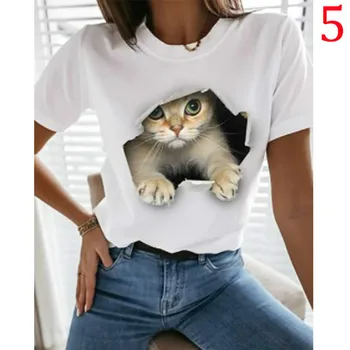 Muži a ženy, mačky a zvieratá 3D tlač okrúhlym výstrihom, krátke rukávy T-shirt, retro štýl, módne bežné pulóver 2021 najnovšie