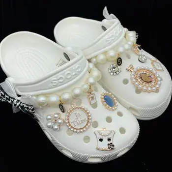 Luxusné DIY Drahokamu Croc Charms Dizajnér Kvality Princezná Vintage Pearl Topánky Pracky 2021 Nové Módne Zväzok Obuvi Dekorácie