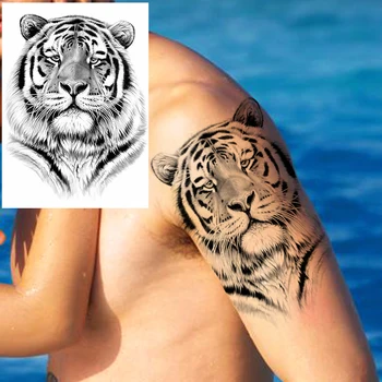 3D Black Wolf Dočasné Tetovanie Pre Mužov, Chlapcov Realistické Falošné Umývateľný DIY Lev, Tiger Tatoos Vložiť Tatoos Tvorivé Strana Dodávky