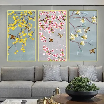 Čínsky Štýl Vták Peach Blossom Plagáty a vzorom Plátna Obrazov Obývacia Izba Umeleckých obrazov na Stenu Domáce Dekorácie