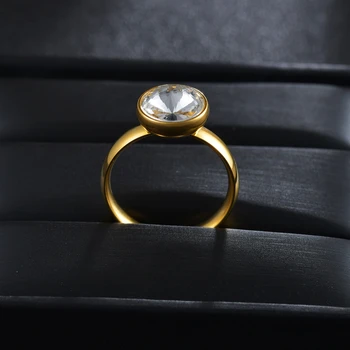 New Horúce Predaj Nerezovej Ocele dámske Prstene Veľkoobchod Populárne Crystal Šťastie Krúžok Pre Ženy Zapojenie Šperky Dorpshipping