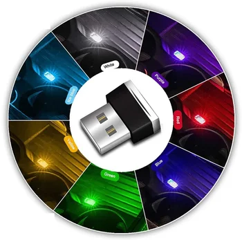 Auto Mini USB Atmosféru Svetla LED Auto Atmosféru Svetlo Dekoračné Farebné LED Lampa Výzdoba Interiéru Vozidla Auto Príslušenstvo