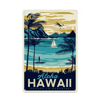 Prímorská Pláž Sunset Garáž Blechschild Kovové Prihlásiť Doska Na Havaji Surf Club Bar Vintage Tin Železa Plagát Na Stenu Dekor Nástenné Maľby