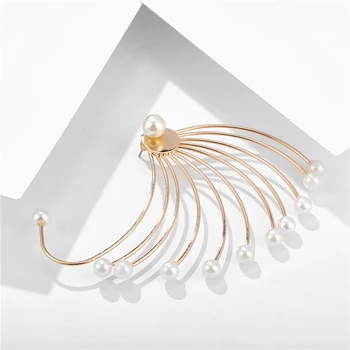 Kórejský Geometrické Pearl Náušnice Ženy, Luxusné Módne Šperky Príslušenstvo Jeden Neobvyklý Dizajn Stud Náušnice