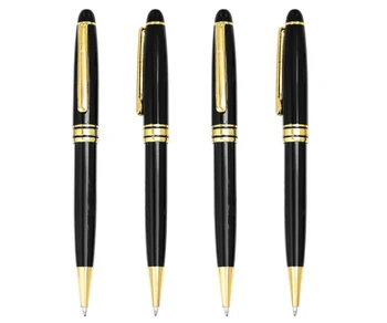 5 ks/veľa Kovové guličkové pero, Svetlé chrome perá Black kovové pero s Zlata časti, Vysoko kvalitné Kovové guľôčkové perá