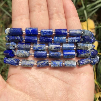 Prírodný Kameň Modrý Lapis Lazuli Valcový Tvar Voľné Dištančné Korálky pre Šperky, Takže DIY Kúzlo Náramok Príslušenstvo 7.5
