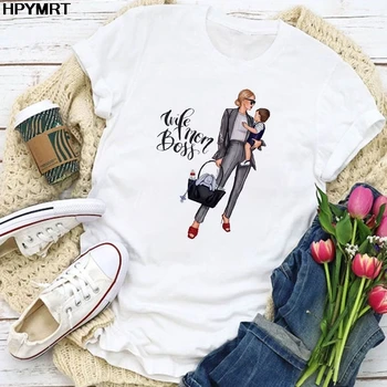 Letné Ženy T-shirts 90. rokov Fashion Mama Matka, Dcéra Tlač Mama Cartoon Dámy GraphicsTops Lady T Shirt Ženský Čaj T-Shirt