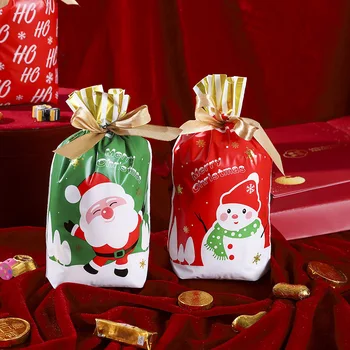 Navidad 2021 Santa Darček Taška Candy Snowflake Šnúrkou Taška Vianočné Dekorácie pre Domov Tabuľka Nový Rok 2022 Noel Darčeky
