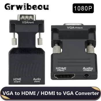 VGA na kompatibilný s HDMI Prevodník, HDMI-kompatibilné na VGA, 3,5 mm Audio Kábel 1080P Video Adaptér pre PC, Notebook, lcd TELEVÍZOR, Projektor