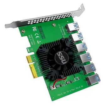 PCIE PCI-E Stúpačky Karty 1 až 6 USB 3.0 Násobiteľ Hub X16 PCI Express 1X 16X Adaptér Pre Bitcoin Mining Baník PCI Express X4 20 gb