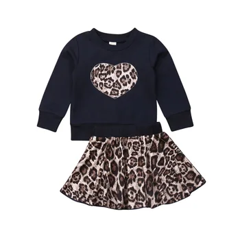 Nové Batoľa, Dieťa Dievča 1T-6T Jeseň Zimné Oblečenie Nastaviť Dlhý Rukáv Mikina Topy Leopard Mini Sukne Oblečenie, Oblečenie Set