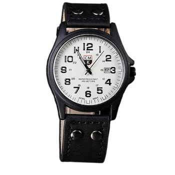 Značka mužov sledovať Nové mans hodiny Mužov Dátum Kožený Remienok hodiniek Šport Quartz Vojenské Náramkové hodinky relatio mužský 4 farby