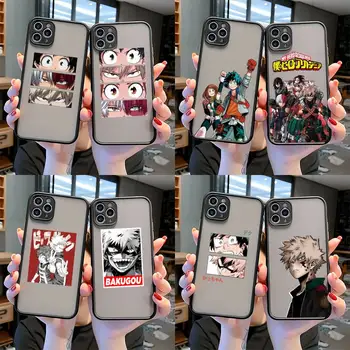 Môj Hrdina Akademickej obce anime Nárazník Čierny Matný Prípade iphone12 11 Pro Max X XS Max XR 7 8 Plus Shockproof Pleti Pocit, Zadný Kryt