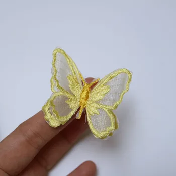 7pc DIY módne organza 2layer 3D butterfly Škvrny na oblečení Výšivky Flitrami opráv tašky dekoratívne parches nášivka