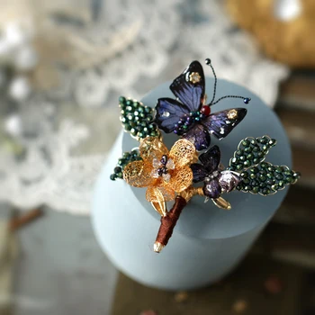 NOVÉ 2021 tvorivé módne šperky vyrábané ručne čistý kvet, motýľ vintage šaty brošňa pin pre ženy