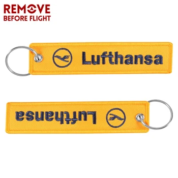 3 KS Žltá Lufthansa Keychains Šperky, Výšivky Tlačidlo Štítok Módne Keyring Letovej Posádky Pilot prívesok Pre Letectvo Dary
