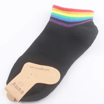 2020 Jar Rainbow Stripe Ponožky Ženy Japonský Módny Loukou Farba papuče kórejský Harajuku Kawaii Streetwear Členkové Ponožky