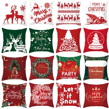 Vianočné Vankúš Sofa Vankúše Vianočné Dekorácie Pre Domov Nový Rok 2022 Dekorom Vianočné 45*45Wreath Strom obliečka na Vankúš