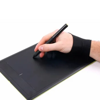 4 Farby Umelec Kreslenie Rukavice Pre Akýkoľvek Grafický Nákres Tablet Black 2 Prst Anti-zablokovať tak Na Pravej A Ľavej Strane Čierna