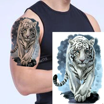 Lev, Tiger Mužov Nepremokavé Dočasné Tetovanie Nálepky Módy V Pohode Vlk Zvierat Body Art Rameno Falošné Vymeniteľné Tetovanie Ženy Osobnosti