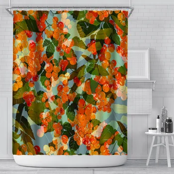 Kreatívne čerstvé ovocie orange apple umenie sprchový záves vetru kúpeľňa dekorácie bytového zariadenia