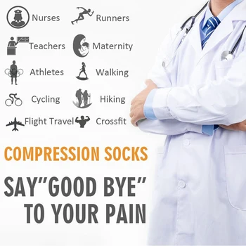 Kompresné Ponožky Nylon Lekárske Ošetrovanie Pančuchy Stripe Golf Cyklistické Turistické Bežecké Lezenie, Chôdza Ponožky Pre Mužov, Ženy Ponožky