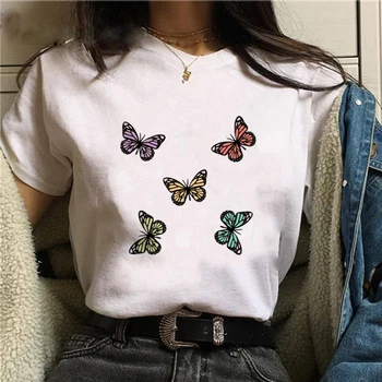 Ženy Tričko 3D Butterfly Vytlačené Nadrozmerná T Shirt Feamle Harajuku v Lete O-Krku Topy Krátky Rukáv T Shirt Ulici Žena Oblečenie
