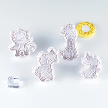 4Pcs/Set Zvierat Kvet Plastové Dekoratívne Biscuit Formy DIY Kuchyňa Cake Zdobenie Nástroje Cookie Cutter Pečiatka Fondant Embosser
