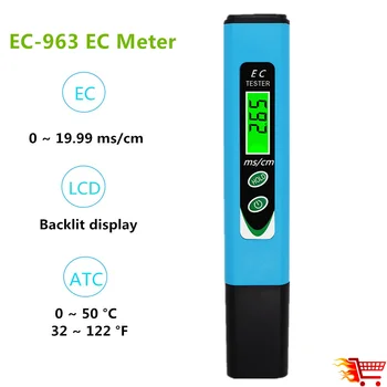 Digitálny Hydroponics ES Meter Tester 19,99 dolárov ms/cm Kvality Vody Elektrická Vodivosť Akvárium ATC 20% zľava