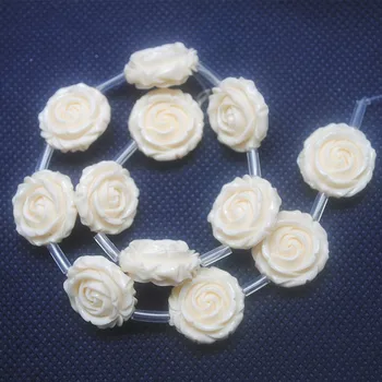 12pcs zobrazili kľúčové tlačidlá biele rezbárstvo kvet materiál syntetický kameň veľkosti 20 mm módne ozdoby korálky
