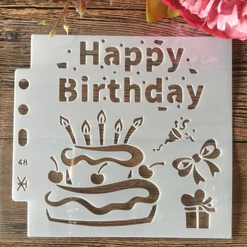 14*13 cm Happy Birthday Cake DIY Vrstvenie Blany Nástenné Maľby Zápisník Sfarbenie Razba Album Dekoratívne Šablóny
