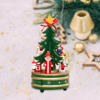 Drevené Vianočný Stromček s Music Box Ozdoby Nový Rok Vianočné Dovolenku Strany Figúrka Stôl Predviesť Ozdoby