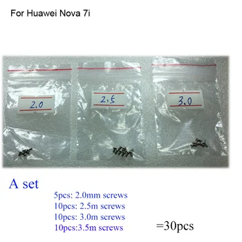 30PCS súbor Striebro Skrutku Pre Huawei Nova 7i doske doske Kryt Skrutky Opravy Dielov Pre Huawei Nova 7 i