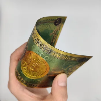 1pcs Jeden Bitcoin zlatej fólie bankoviek Virtuálne peniaze domáce dekorácie meny na Zber a dary doprava Zadarmo
