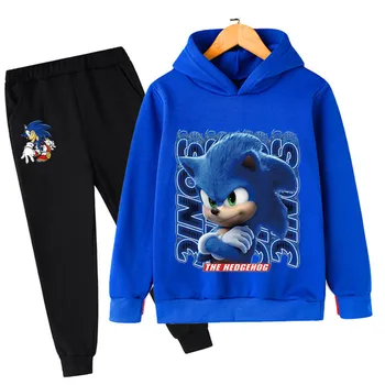 2021 Nové Deti Chlapcov Sonic Oblečenie Deti Cartoon Hoodies Topy Dlhé Nohavice, Oblečenie 2ks Deti Baby Chlapci Ležérne Oblečenie Sady 4-14 Rokov