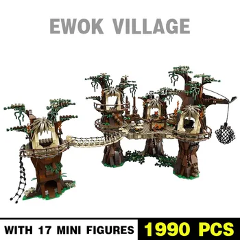 1990PCS Star Plán Ewok Obce Klasické Stavebné kamene, Tehly Toy Model Architektúry Vzdelávania Deti Vianočný Darček k Narodeninám