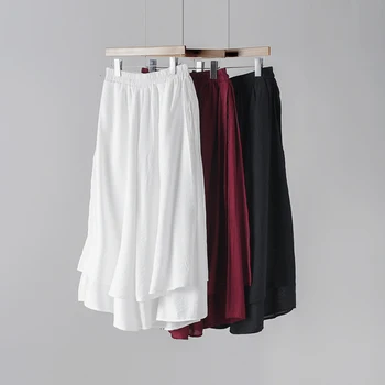 NYFS SCalf-dĺžka Nohavice Bežné Farbou Voľné Elastický Pás Širokú Nohu, Nohavice 2020 Nové Letné Oblečenie Vintage Ženy Nohavice