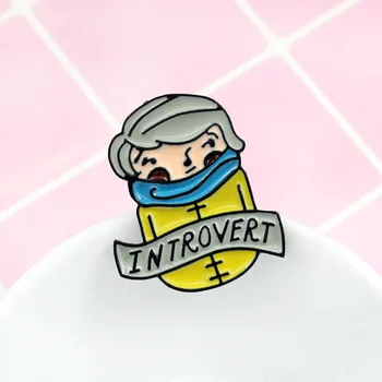 Karikatúra, Tiché Dievča Charakter Smalt Štítok Kolíky Introvert Tvorivé Go - Všetky Odznak bunda Brošne
